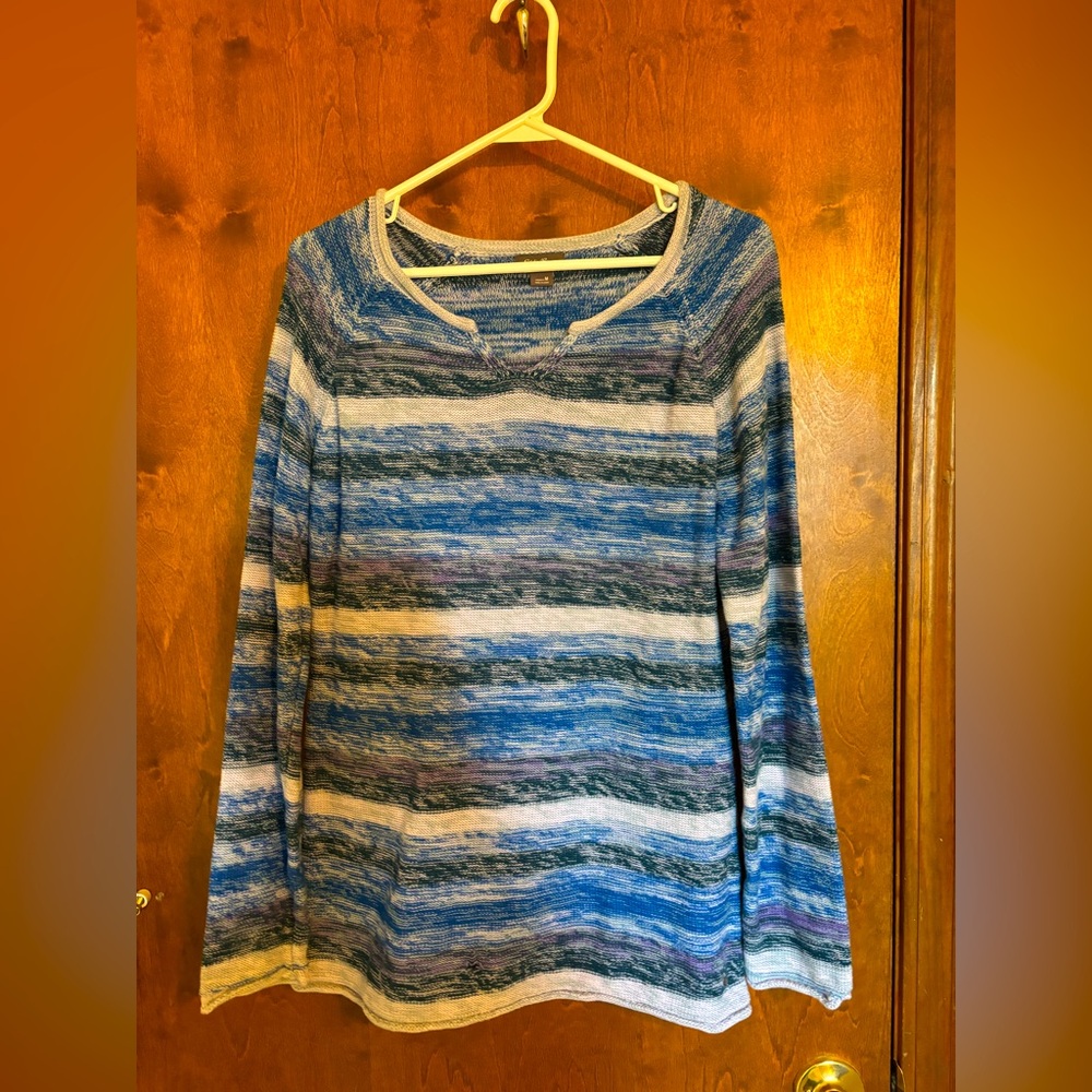 Eddie Bauer Multicolor Striped Light Crocheted Sweater